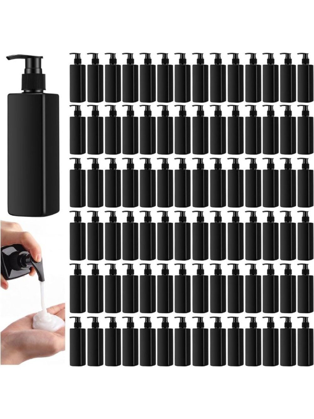 100 Pcs Refillable Plastic Pump Bottles 8.5 oz Leakproof Soap & Lotion
